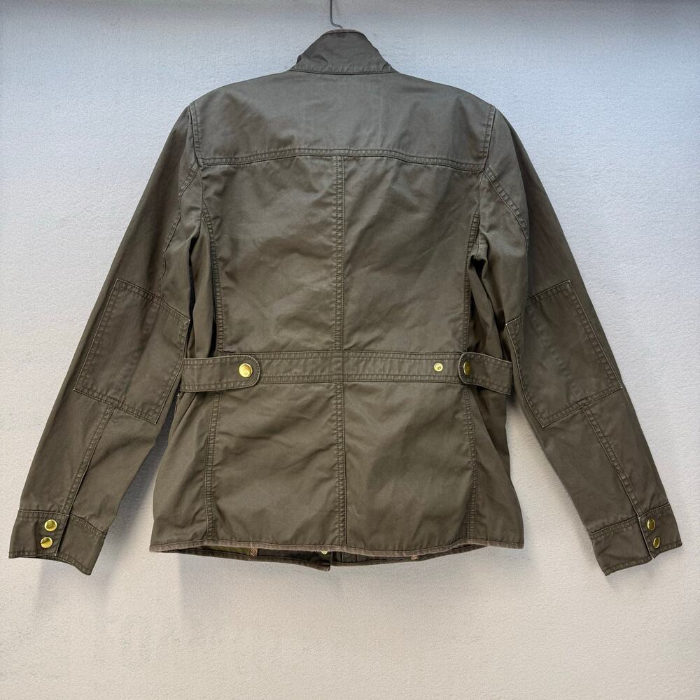 J. Crew Downtown Field Jacket Women's S Olive Green Structured Waxed Cotton VTG - Picture 2 of 9